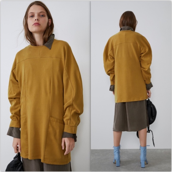 Zara Mustard Dress With Pockets NWT - Picture 9 of 16